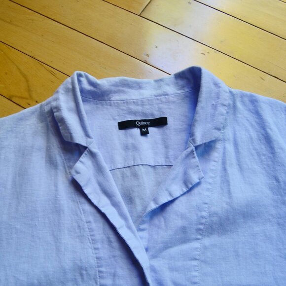 Quince 100% Linen Boxy Oversized Button Up Shirt Light Blue Size M - Picture 3 of 11